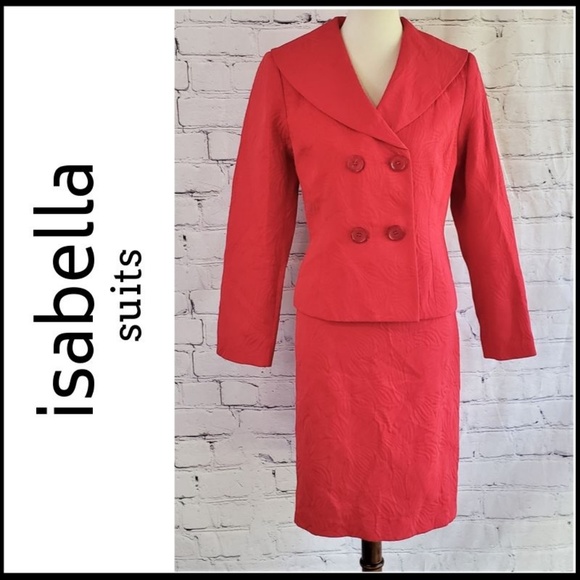 Isabella Dresses & Skirts - ISABELLA Red Damask Double Breasted Skirt Suit 10